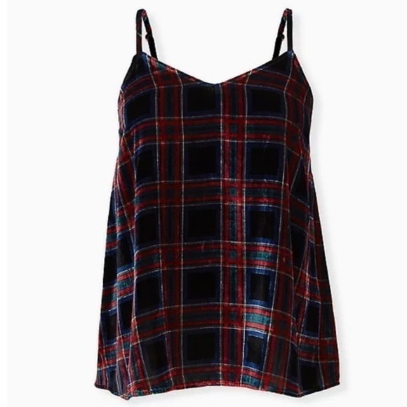 TORRID SOPHIE - MULTI PLAID VELVET SWING CAMI - Picture 3 of 6